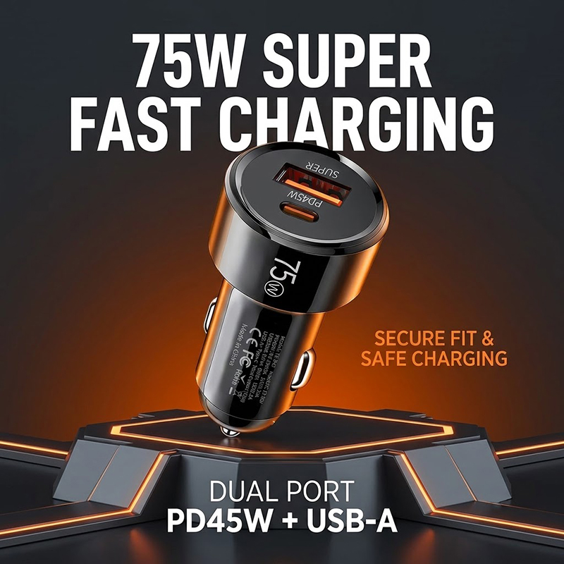 75W Dual Port Car Charger PD 4 - Usb C Power Adapter review and price