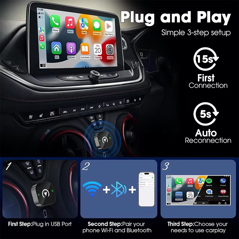 2-in-1 Wireless CarPlay Adapte - Usb C Power Adapter review and price