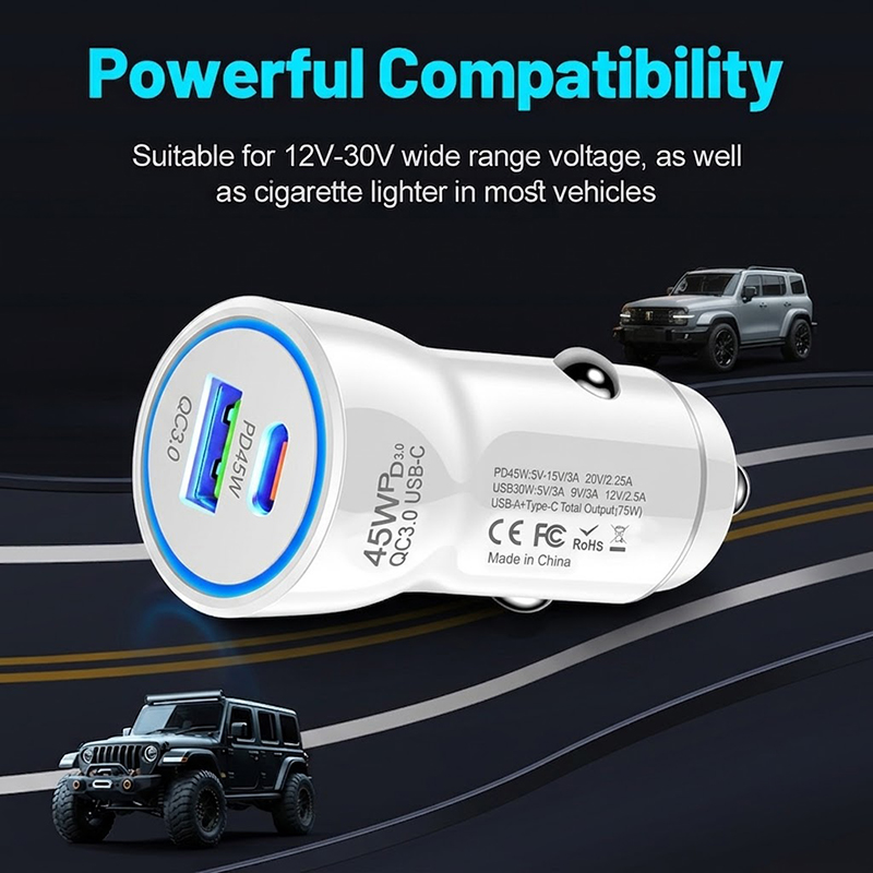 Fast Charging 45W Car Charger  - Usb C Power Adapter review and price