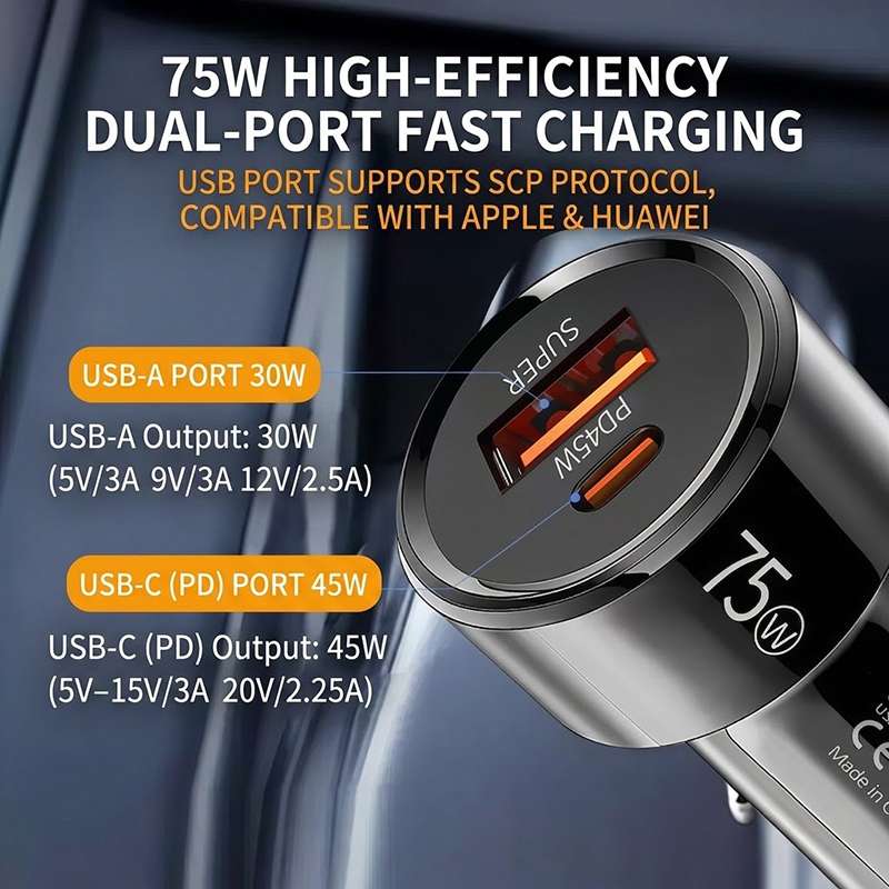 75W Dual Port Car Charger PD 4 - Usb C Power Adapter review and price